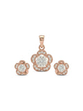 925 Sterling Silver Blooming Daisy Diamond Pendant Set with Earrings