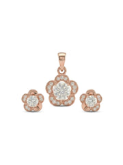925 Sterling Silver Blooming Daisy Diamond Pendant Set with Earrings