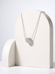 925 Sterling Silver CZ Heart Cage Pendant Necklace for Women