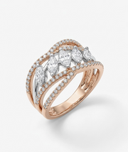925 Sterling Silver Marquise Cluster Crossover Ring for Women