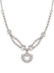 925 Sterling Silver Celeste Dual Chain Pendant Necklace Set with earrings