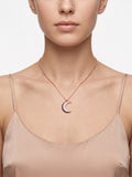 925 Sterling Silver Midnight Lunar Crescent Pendant Necklace for Women