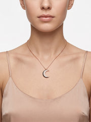 925 Sterling Silver Midnight Lunar Crescent Pendant Necklace for Women