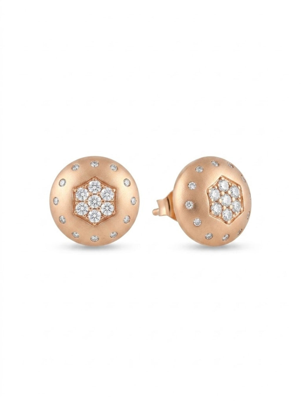 925 Silver Rose Gold Hexa Spark Stud Earrings for Women