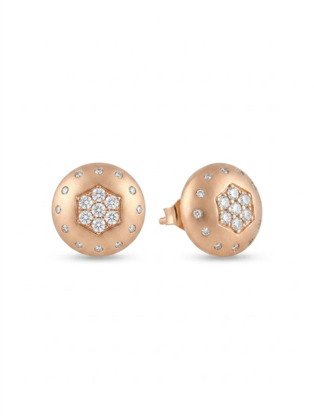 925 Silver Rose Gold Hexa Spark Stud Earrings for Women