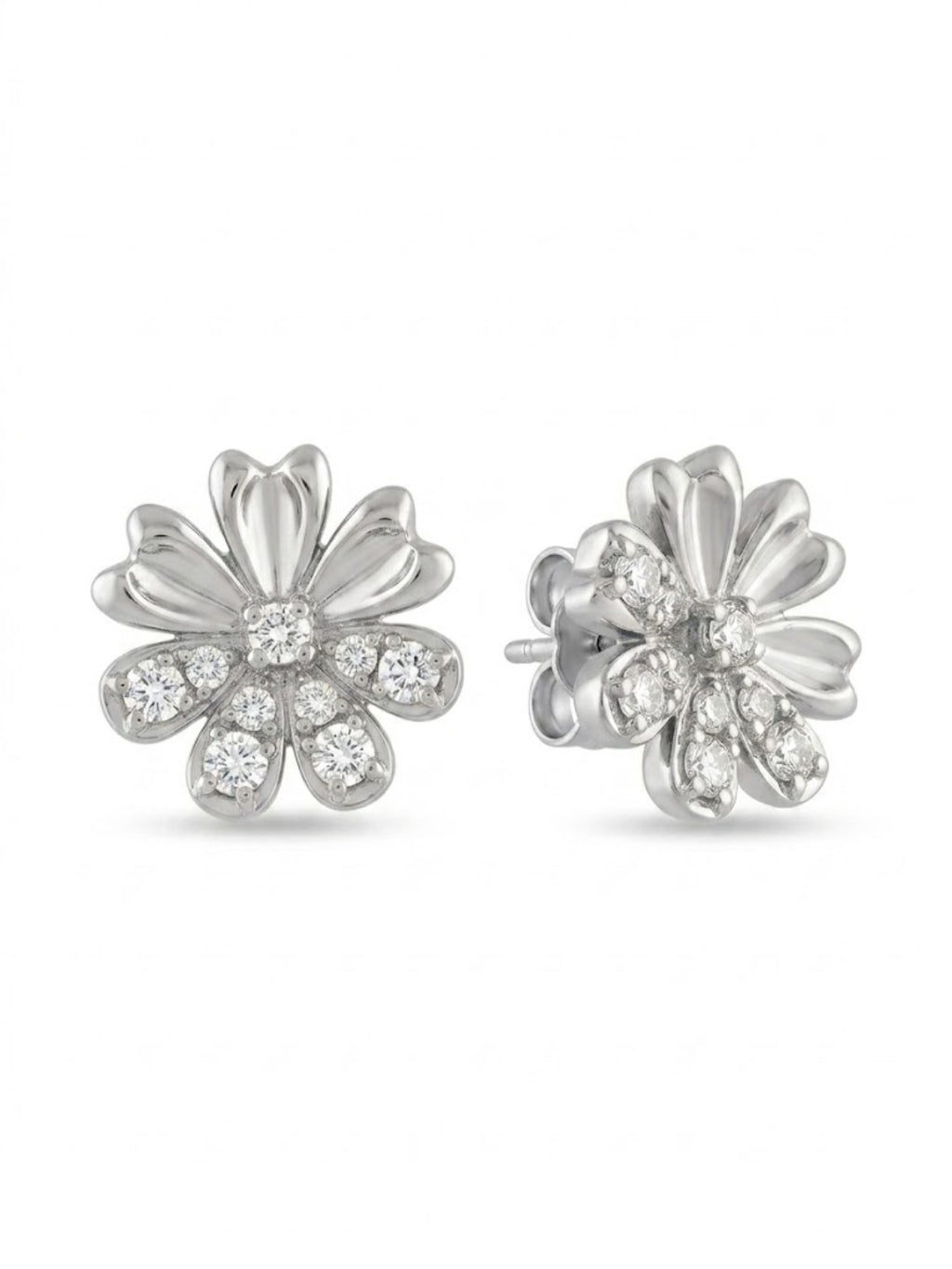 925 Silver Bloom Flower Stud Earrings for Women