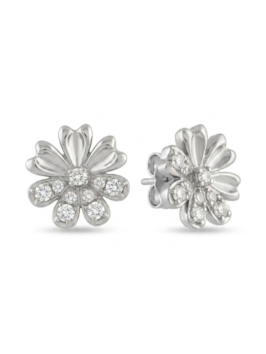 925 Silver Bloom Flower Stud Earrings for Women
