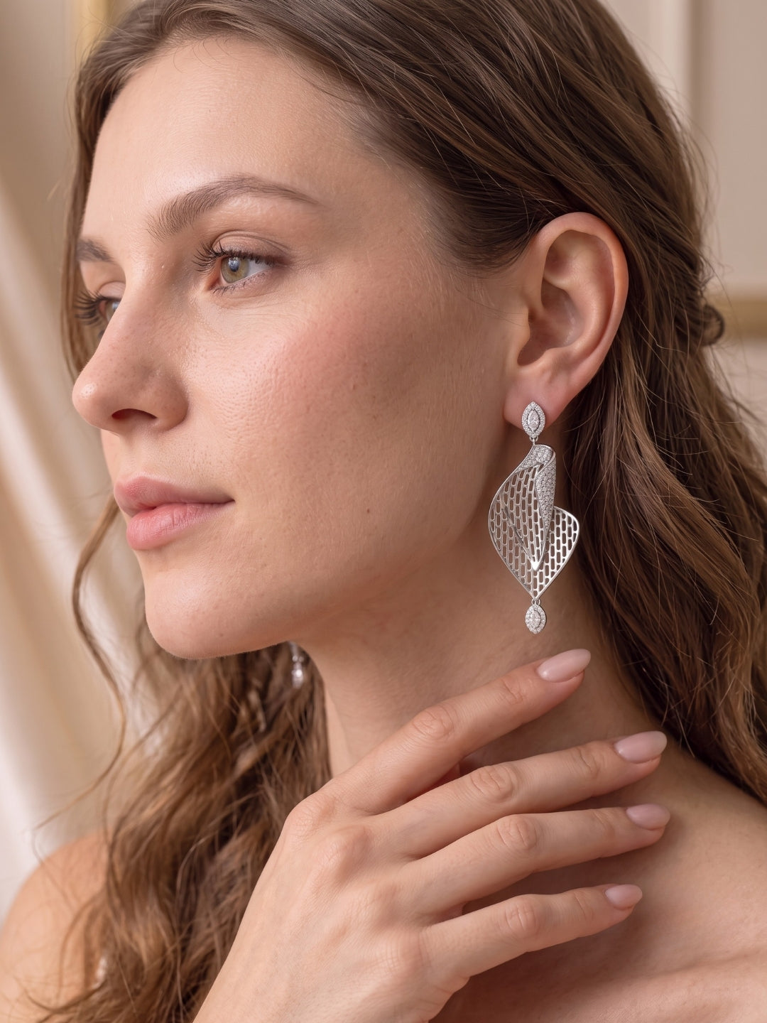 925 Silver earrings Celeste Leaf Drop Earrings for Women