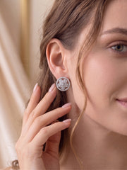 925 Silver Earrings Floral CZ Stud Earrings for Women