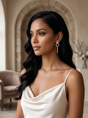 925 Sterling Silver Infinity Halo Drop Pendant Set with Earrings
