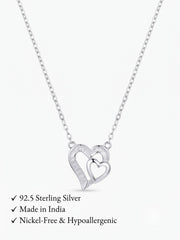 925 Silver Eternal Pure Double Heart Necklace for Women