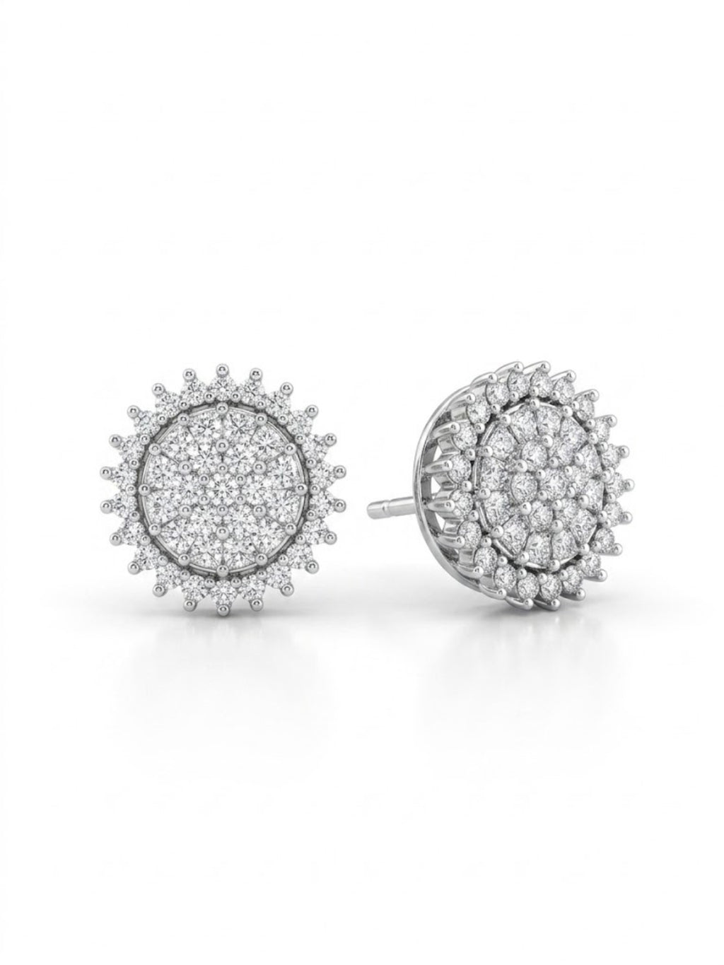 925 Silver Sunburst Sparkle Stud Earrings for Women
