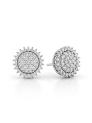 925 Silver Sunburst Sparkle Stud Earrings for Women
