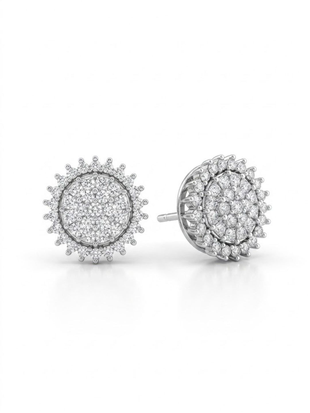 925 Silver Sunburst Sparkle Stud Earrings for Women