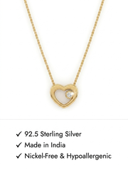 925 Sterling Silver Open Heart Solitaire Necklace for Women
