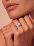925 Sterling Silver Princess Cut Multi-Band Halo Statement Ring for Women