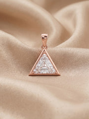 925 Sterling Silver Royal Trillion Diamond Pendant Set with Earrings