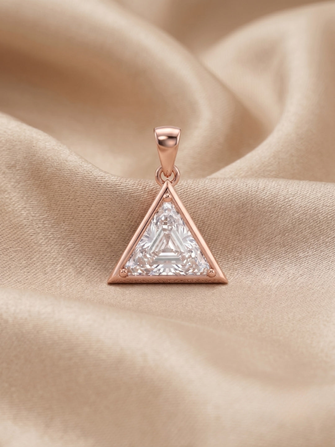 925 Sterling Silver Royal Trillion Diamond Pendant Set with Earrings