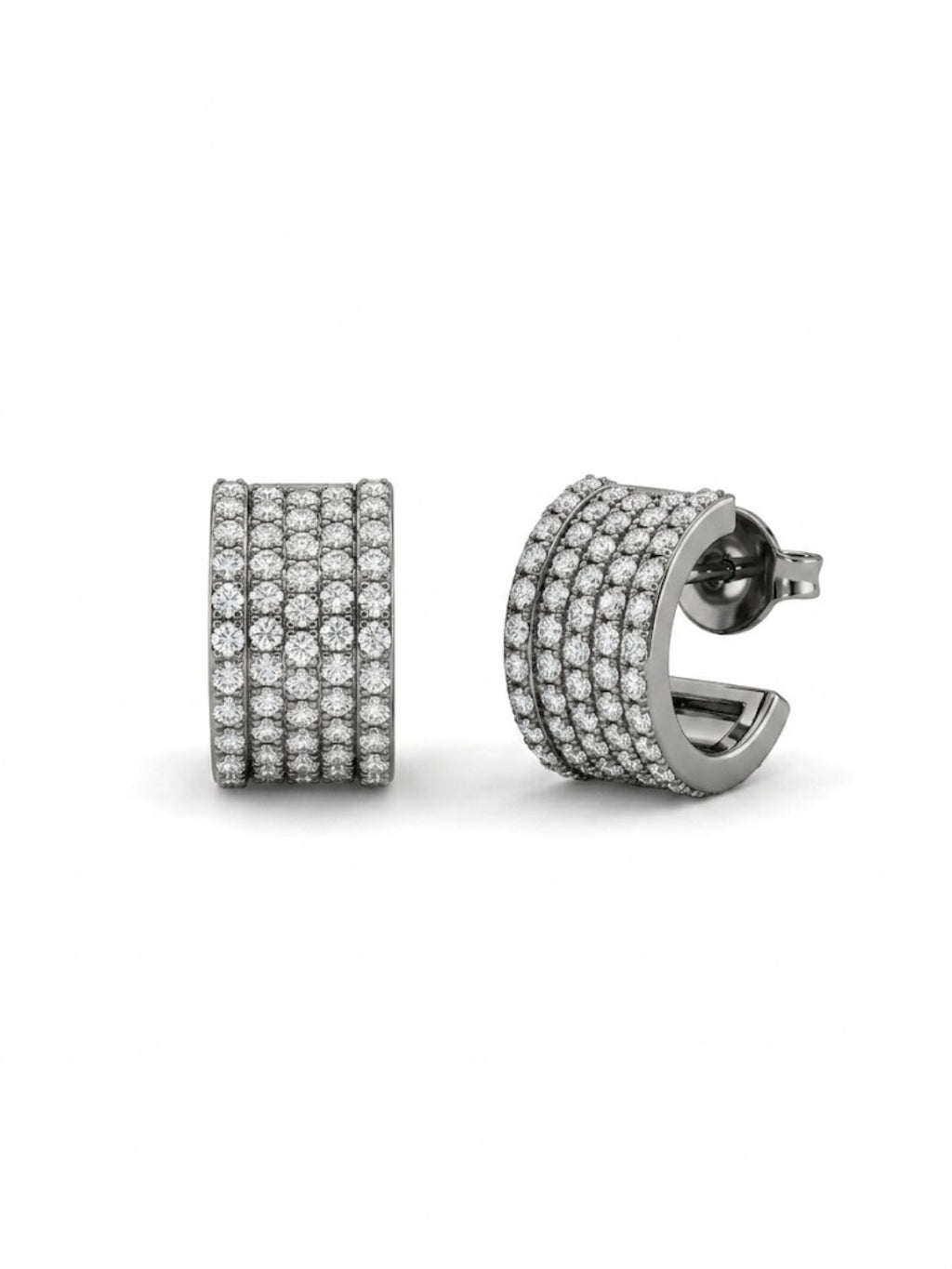 925 Silver Sparkle Pavé Hoop Earrings for Women