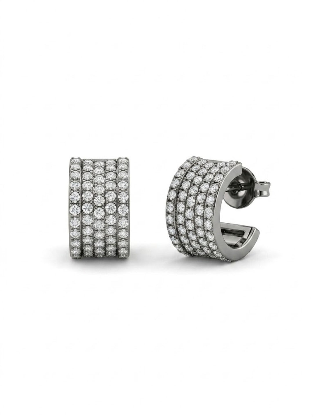 925 Silver Sparkle Pavé Hoop Earrings for Women