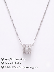 925 Sterling Silver Baguette CZ Barrel Pendant Necklace for Women