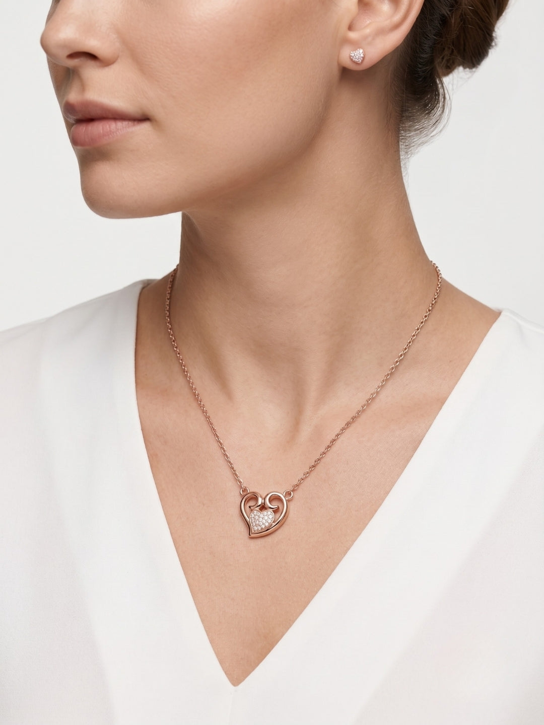 925 Sterling Silver Royal Embrace Heart Necklace for Women
