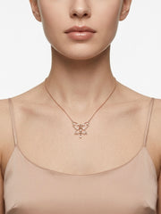 925 Sterling Silver Dainty Rose Gold Butterfly Fairy Pendant Necklace for Women