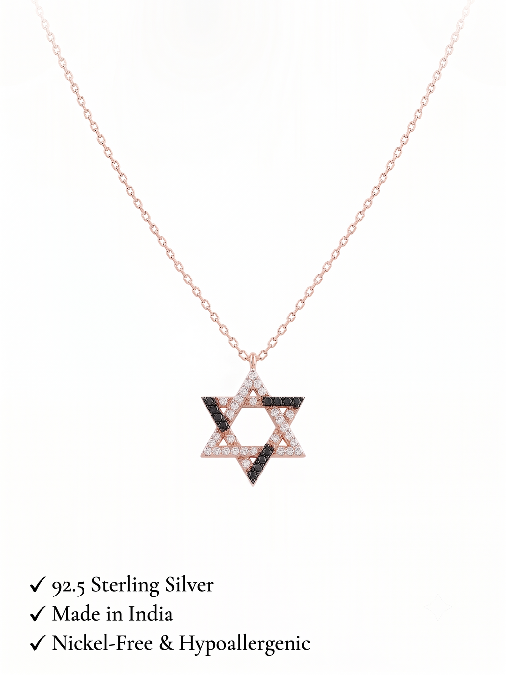 925 Sterling Silver Black & White Star Necklace for Women