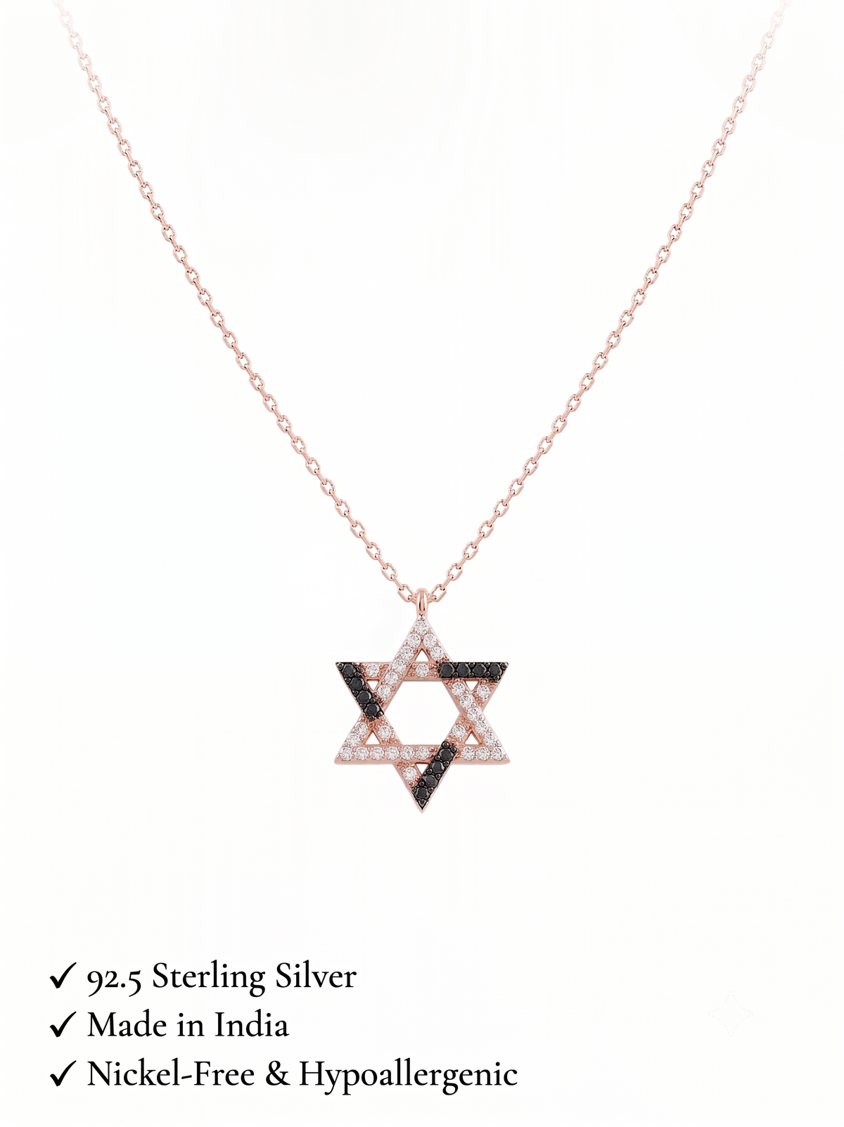 925 Sterling Silver Black & White Star Necklace for Women