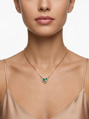 925 Sterling Silver Emerald Heart Necklace for Women