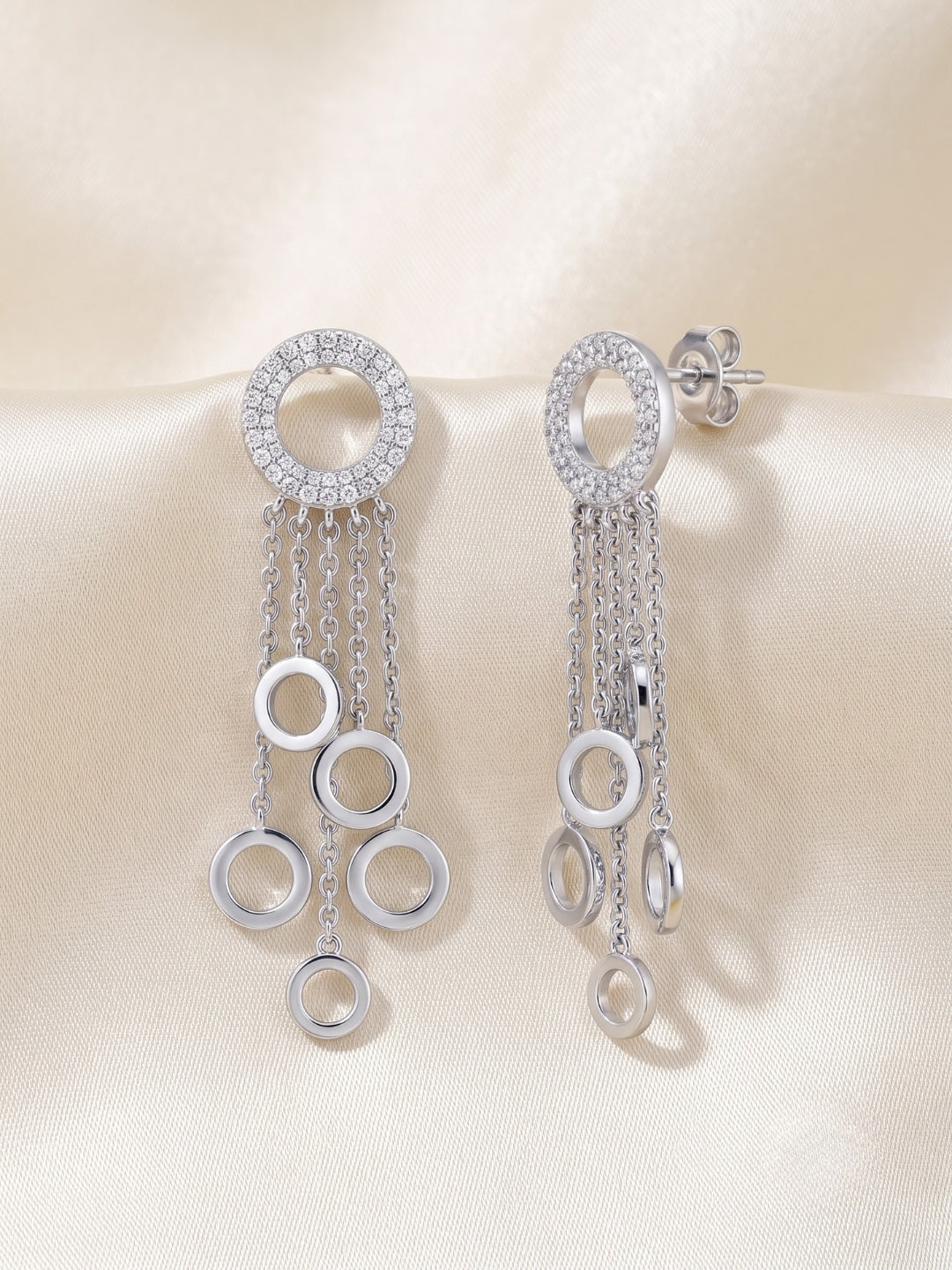 925 Silver earrings Halo Cascade Drop Earrings for Women