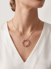 925 Sterling Silver Aurora Mosaic Halo Necklace For Women