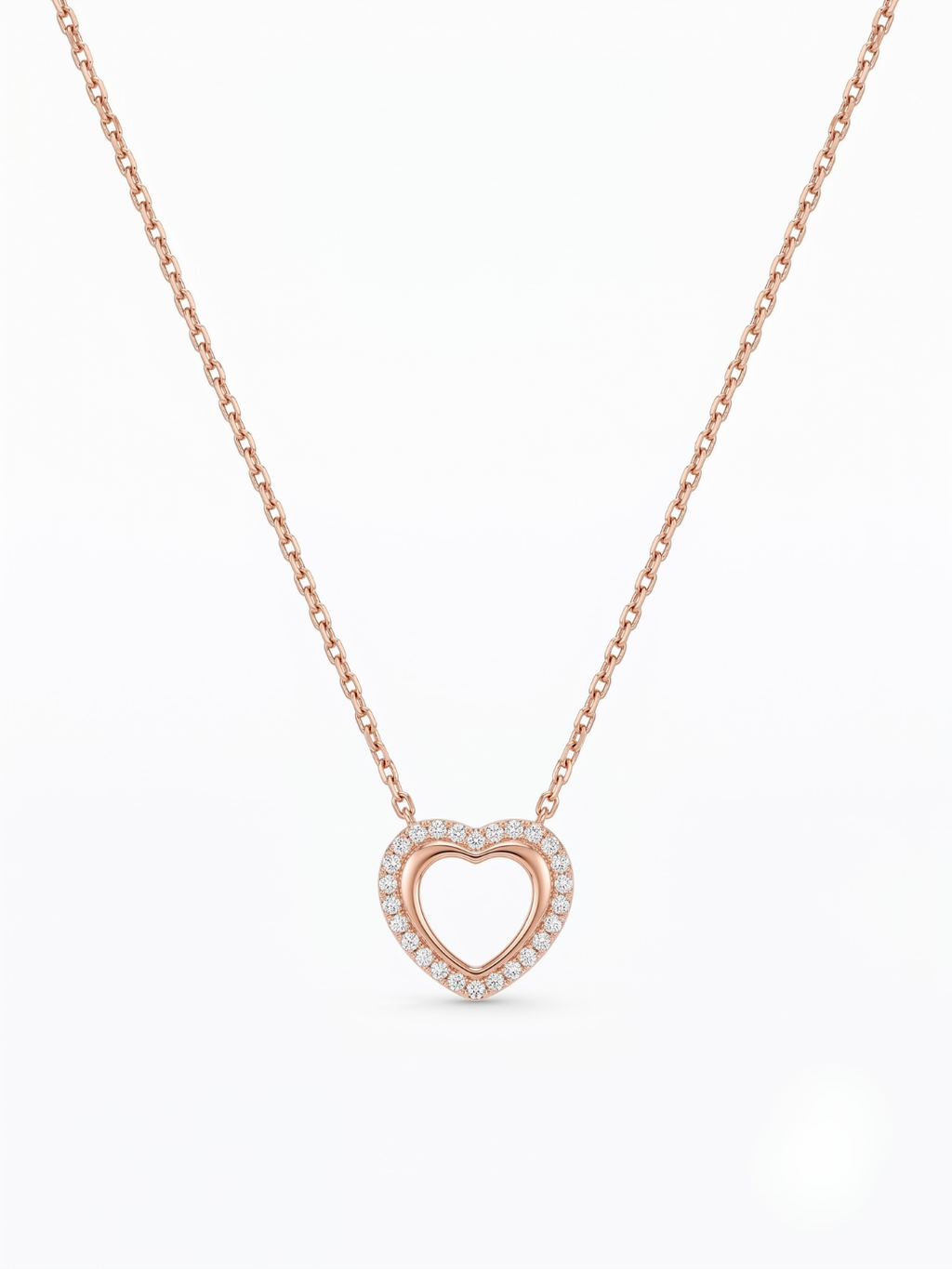 925 Sterling Silver Double Heart CZ Halo Necklace for Women