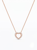 925 Sterling Silver Double Heart CZ Halo Necklace for Women