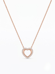 925 Sterling Silver Double Heart CZ Halo Necklace for Women
