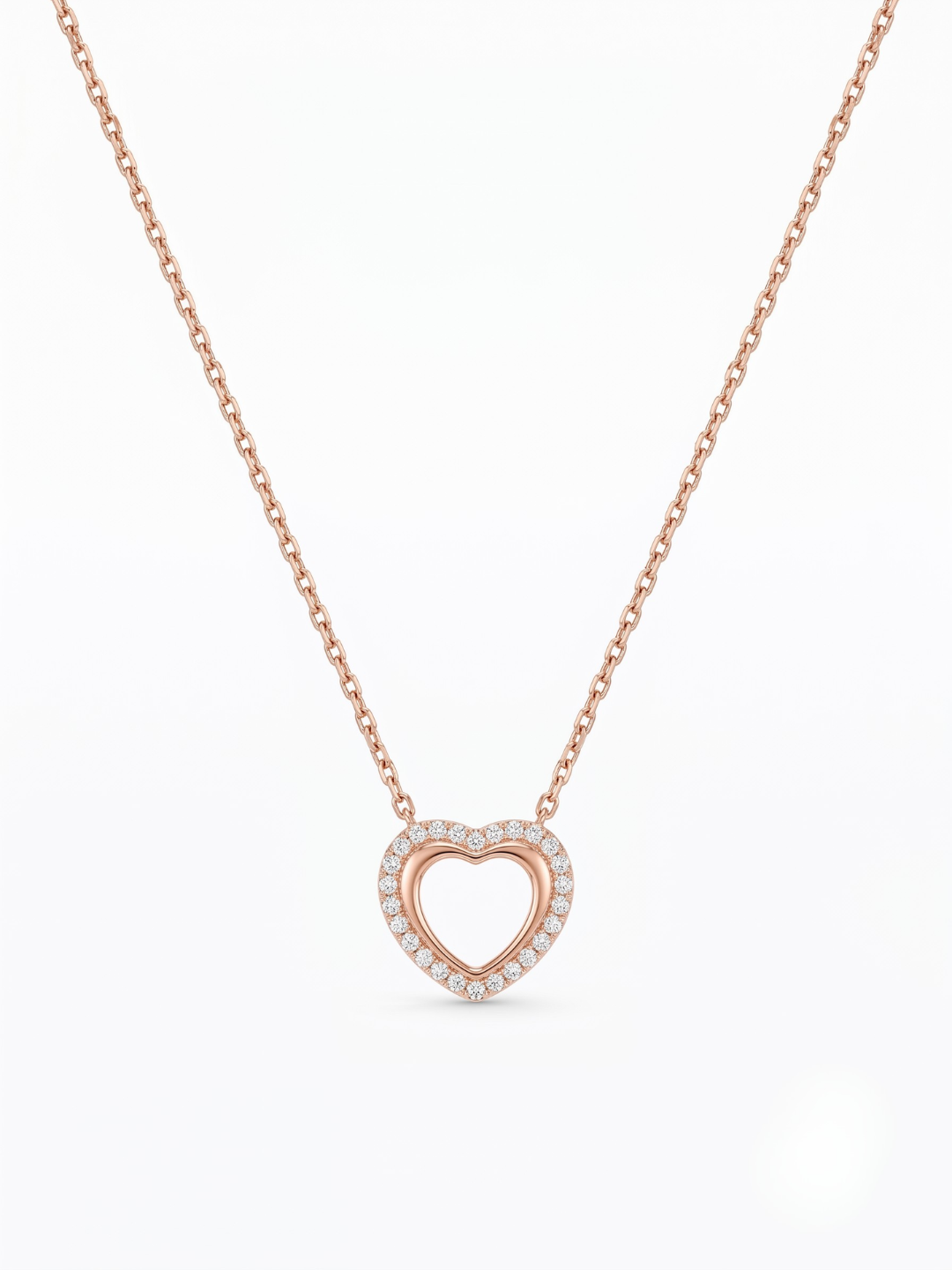 925 Sterling Silver Double Heart CZ Halo Necklace for Women