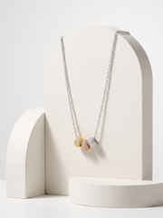 925 Sterling Silver Tri-Color Pavé CZ Bead Pendant Necklace for Women