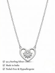 925 Sterling Silver Silver Bloom Heart Necklace for Women