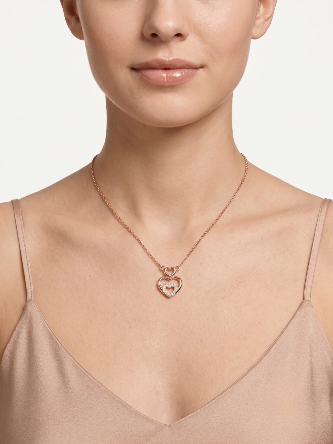 925 Sterling Silver Twin Hearts of Love Pendant Necklace for Women
