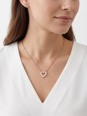 925 Sterling Silver Sparkling Heart Charm Necklace for Women