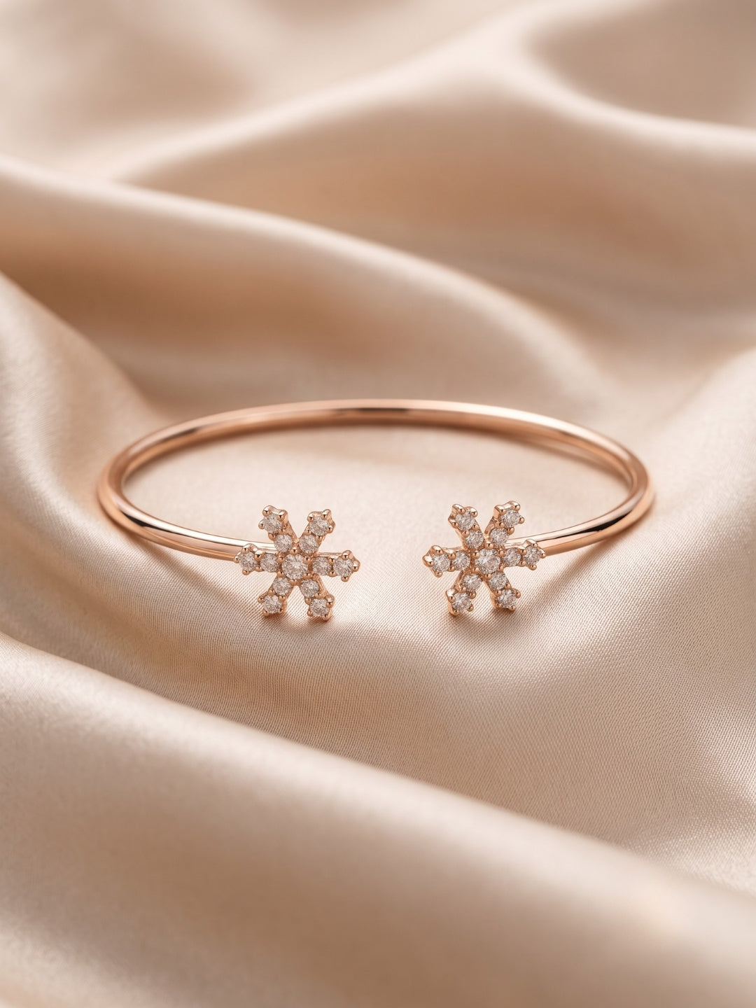 92.5 Sterling Silver Snowflake Spark Open Cuff Bracelet for Women