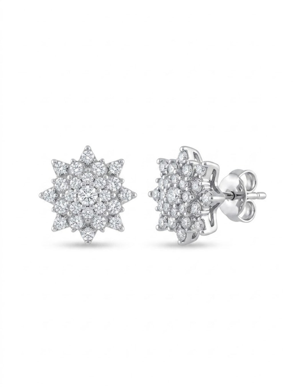 925 Silver Star Bloom Stud Earrings for Women