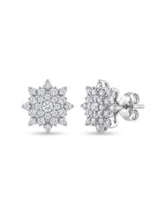 925 Silver Star Bloom Stud Earrings for Women