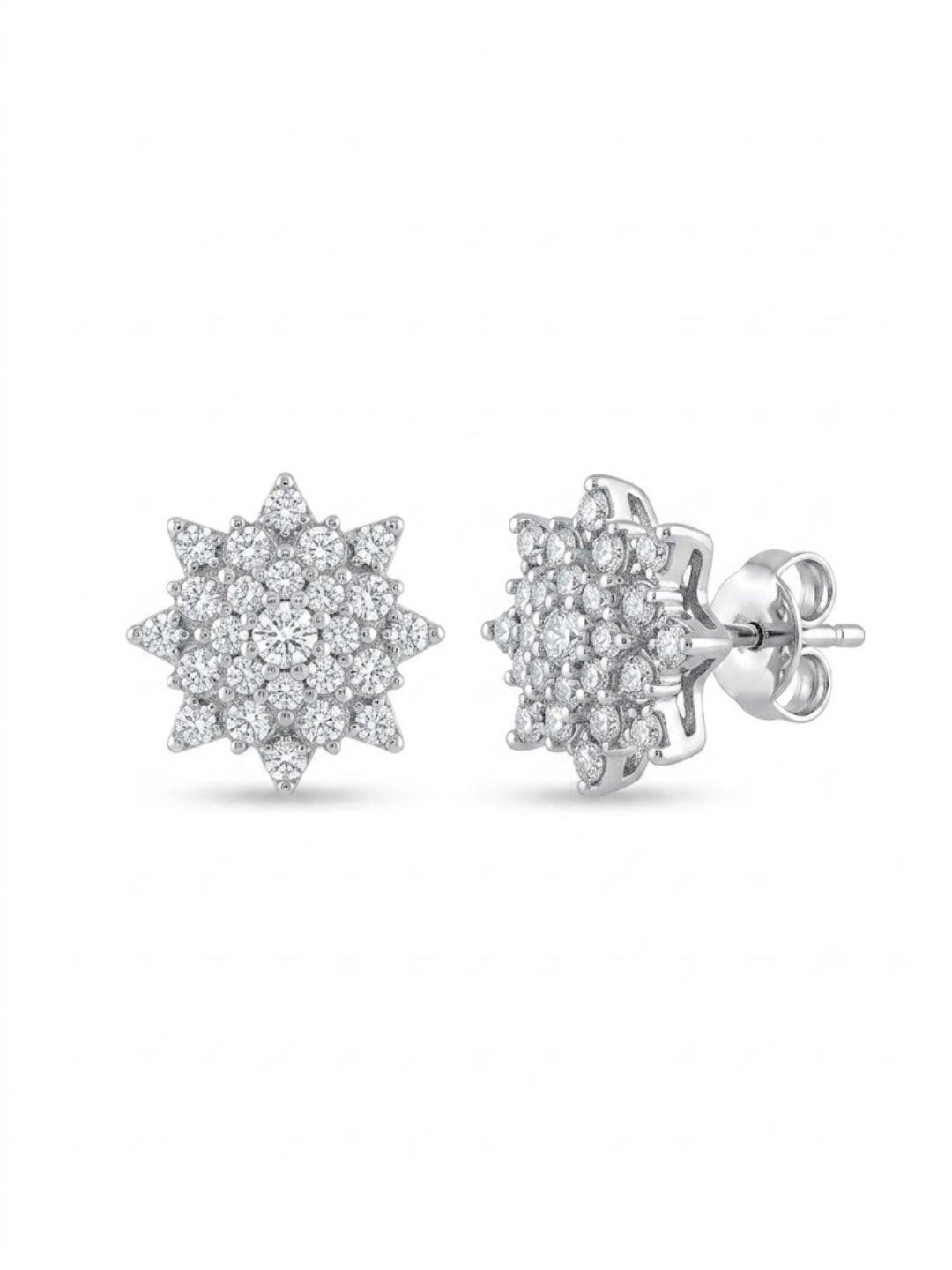 925 Silver Star Bloom Stud Earrings for Women