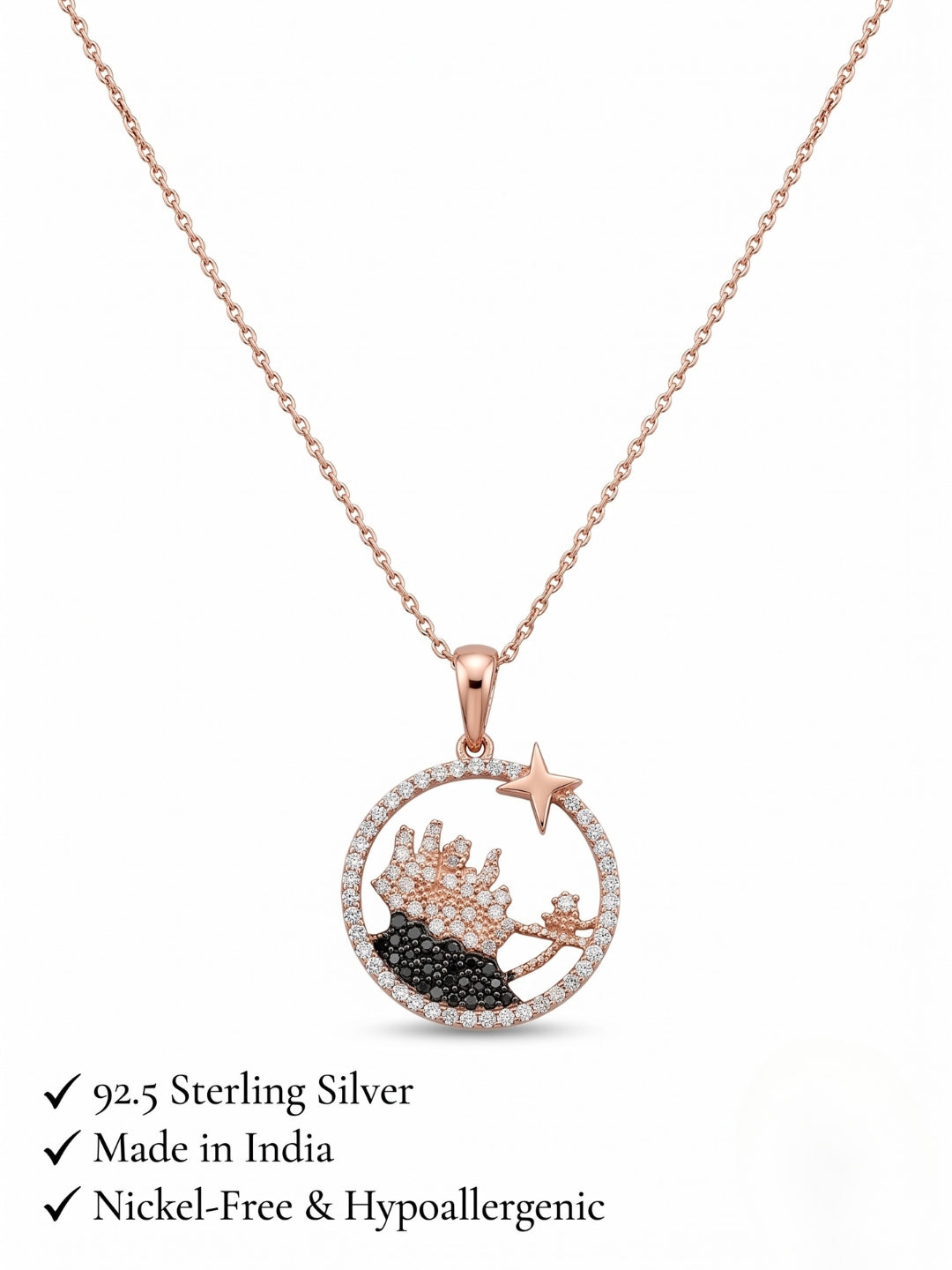 925 Sterling Silver Rose Gold Fairy Garden Necklace for women