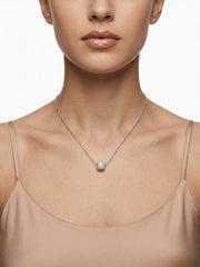 925 Sterling Silver Pave CZ Sphere Pendant Necklace for Women