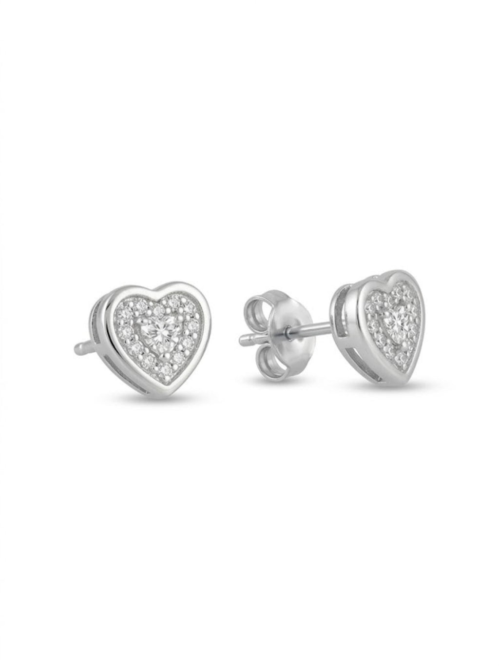925 Silver Heart Stud Earrings for Women