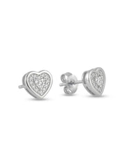 925 Silver Heart Stud Earrings for Women