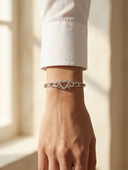 92.5 Sterling Silver Endless Hearts Crystal Bracelet for Women