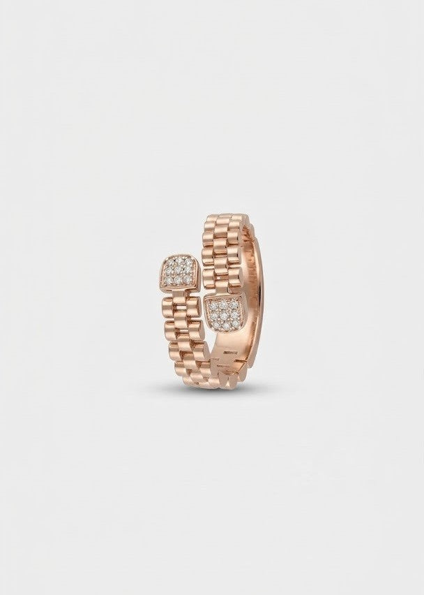 925 Sterling Silver Rose Gold Link Open Ring for Women
